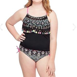 Justice Geo Tassel Flounce Black Size 18